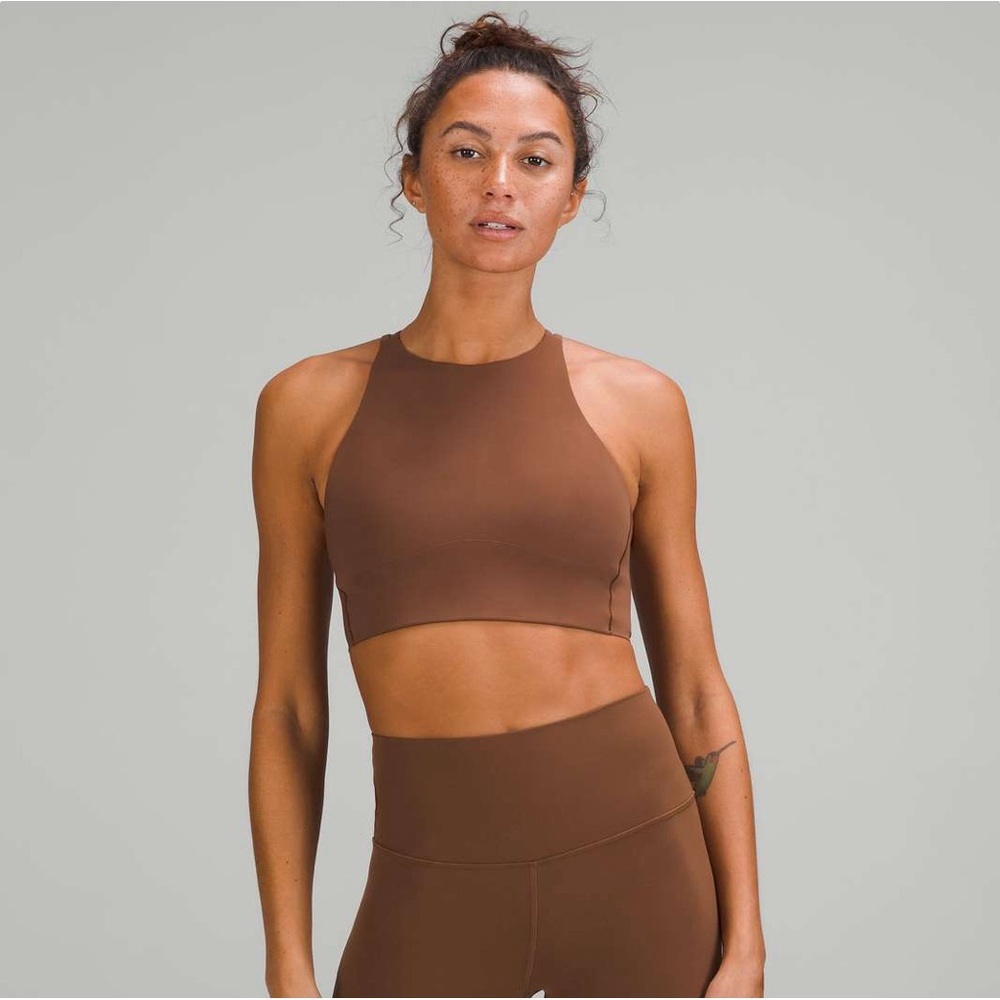 Lululemon NWOT Like a Cloud High-Neck Longline Bra Roasted Brown - Picture 2 of 3